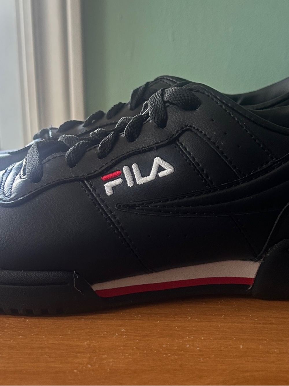 Fila Men's Black Athletic Sneakers with White and Red Accents with box no tag